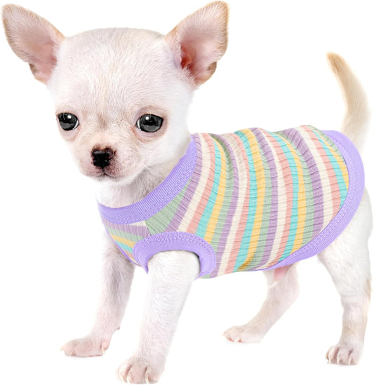 Paiaite cotton rib dog vest front view in light purple