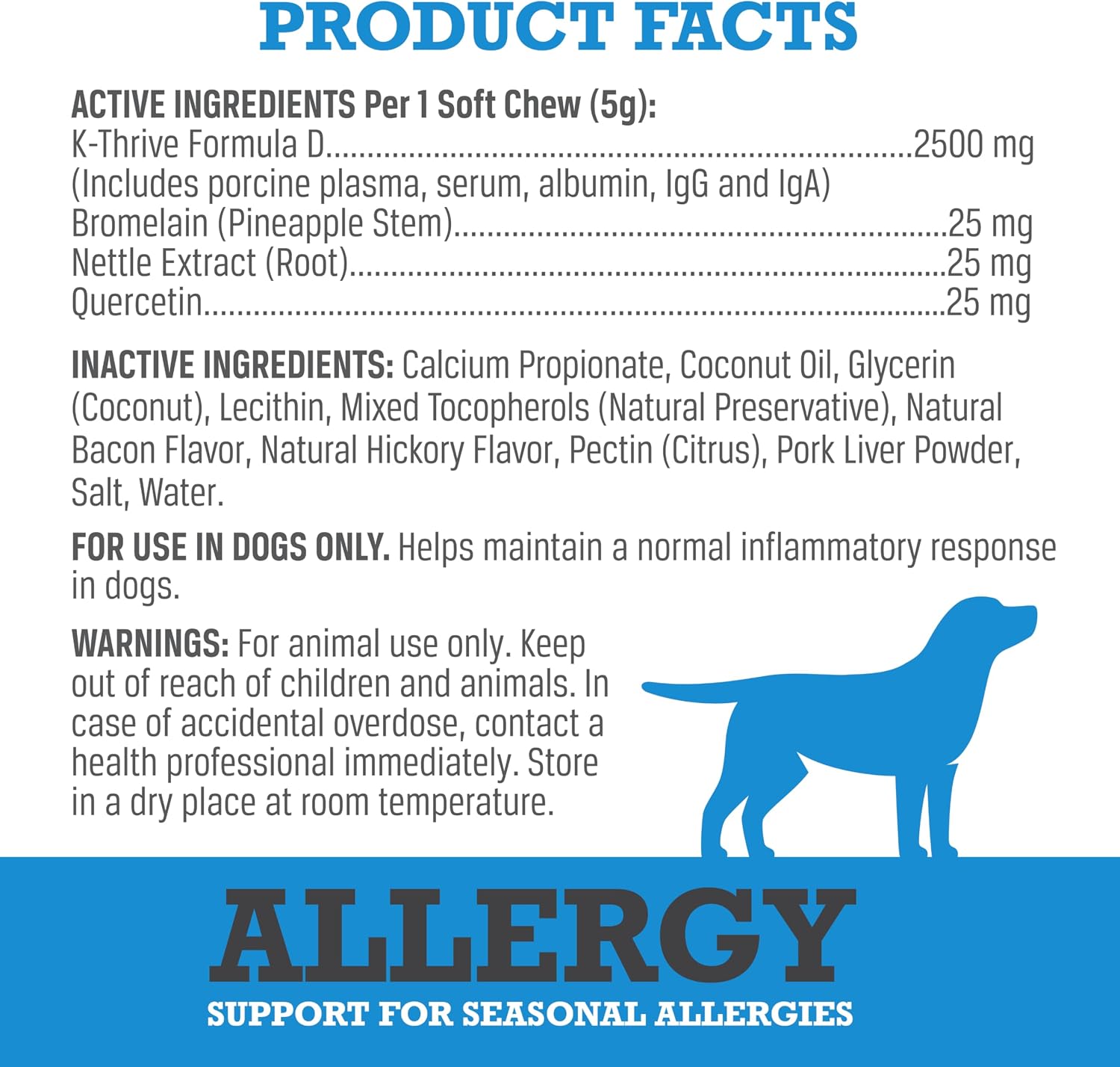 Natural grain free canine blood protein supplement soft chews for seasonal itch relief