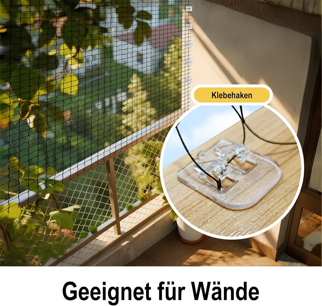 Korerpall cat safety net installed on apartment balcony