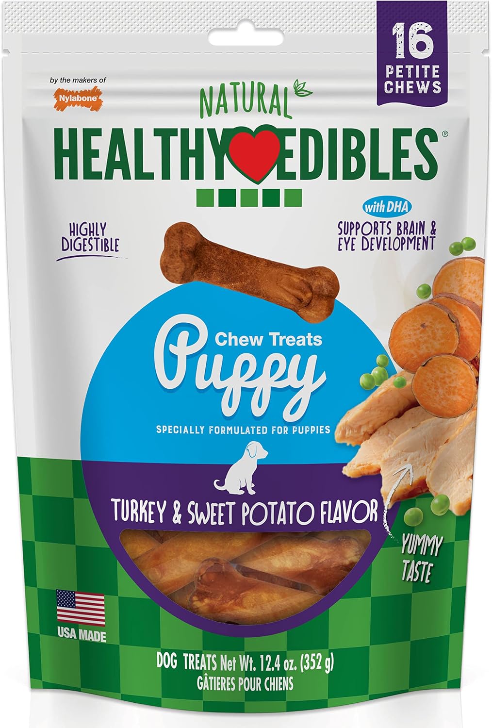 Nylabone Healthy Edibles Natural Puppy Chews Long Lasting Treats for Puppies, Roast Beef/Apple/Bacon Dog Treats, X-Small/Petite (3 Count) - Image 14