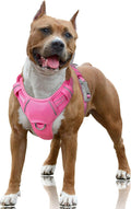Barkbay No Pull Dog Harness Large in Pink front view with D-ring