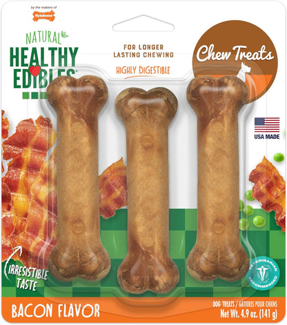 Nylabone Healthy Edibles Natural Dog Chews, Long Lasting Bones for Dogs, Roast Beef, Chicken & Bacon Flavor Dog Treats, Small (3 Count) - Image 11