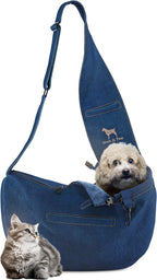 Noah & Paw Dog Sling Carrier for Small Dogs 5-18lb, Dog Sling for Small Dogs and Cats, Dog Carrier with Adjustable Padded Strap, Vegan Denim Lined with Fur, 3X Safety Features, Machine Washable - Image 10