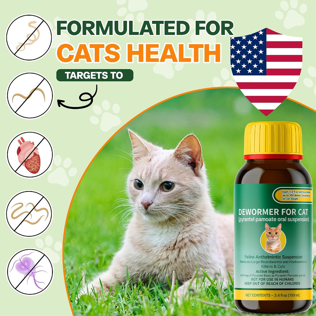 NateNatenight Pyrantel Pamoate liquid dewormer for cats showing weight dosage directions.