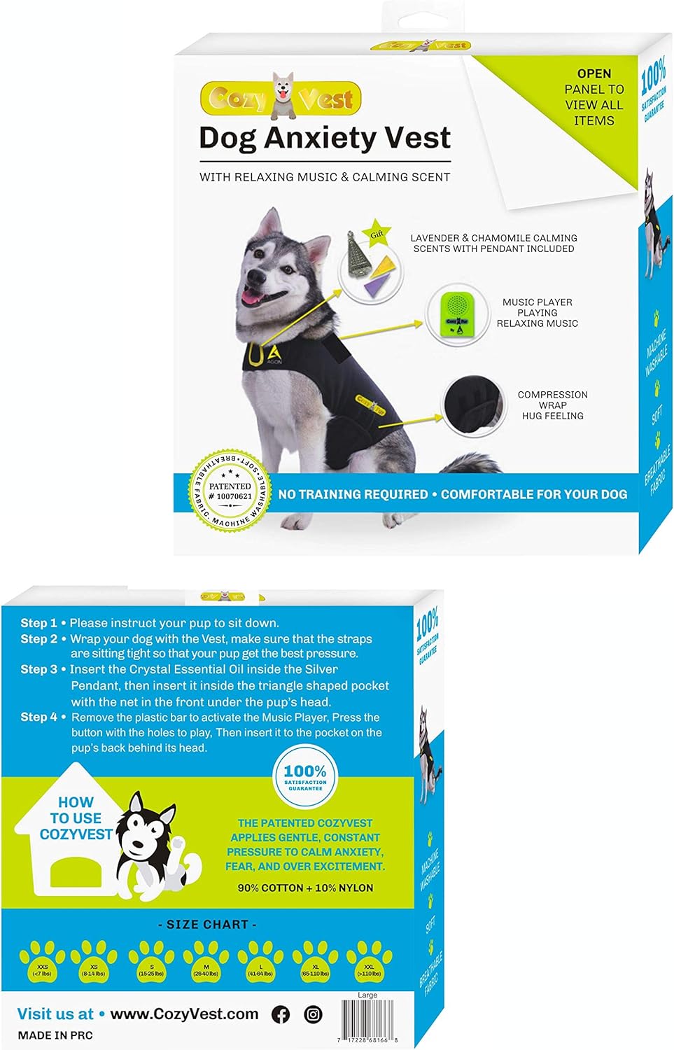 CozyVest drug free canine calming wrap for fireworks