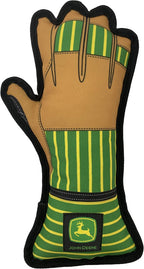 Durable green and yellow plush animal toy for dogs and cats.