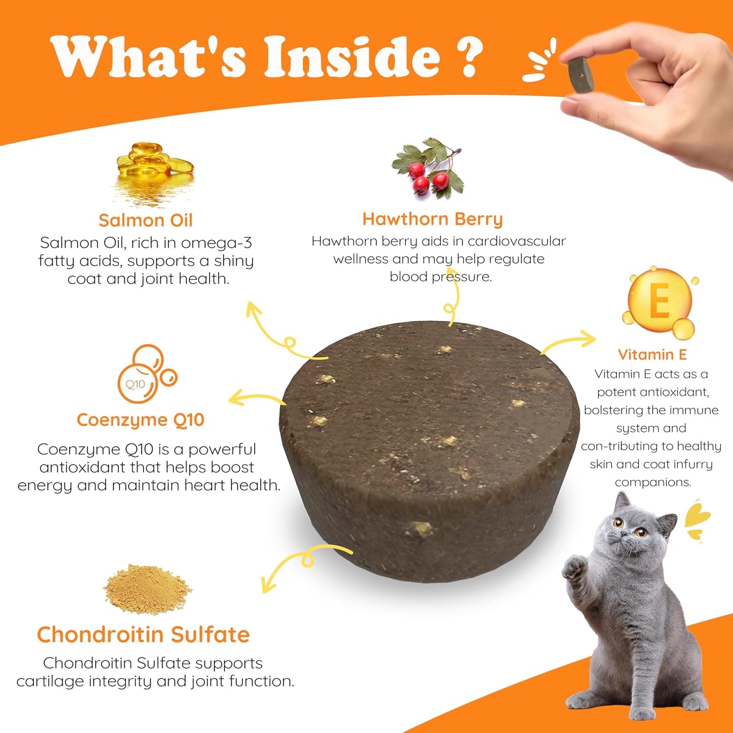 Benefits summary of Munchy Chomps cardio support for cats