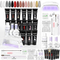 Saviland poly extension gel nail kit front view with fifteen color tubes and packaging