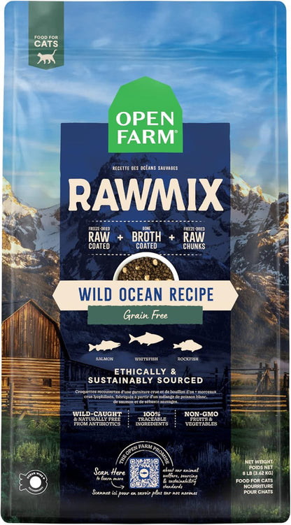 Open Farm, RawMix Dry Cat Food, Protein-Packed Kibble Coated in Bone Broth with Freeze Dried Raw Chunks, for Indoor & Outdoor Cats, Chicken & Turkey Grain-Free Recipe, 8lb Bag - Image 9