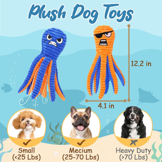 Two pack Zeaxuie squeaky octopus dog toys for small dogs