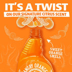 Angry Orange enzyme cleaner being used on upholstery