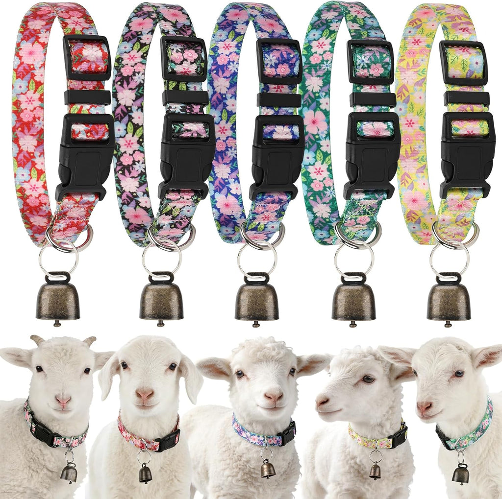 5 Pack Goat Collars with Bells, Horse Sheep Grazing Copper Bells and Adjustable Nylon Collar Set Pet Anti-Lost Loud Bronze Bell for Small Farm Animal Sheep Cow Accessories - Image 11