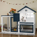 FunXplore Bunny Hutch Indoor Outdoor Rabbit Cage Chicken Coop Animal House with Wire Floor Above Pull-Out Tray, Chew-Resistant Ramp & Entrance, Openable Waterproof Roof & UV-Resistant Roof - Image 1