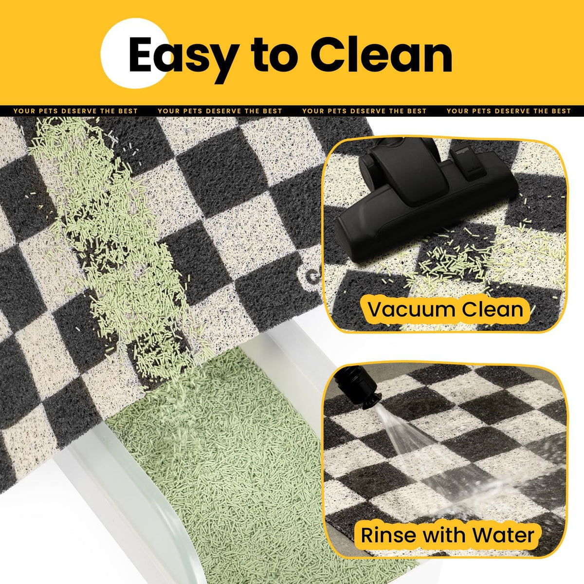Conlun waterproof cat mat for litter being rinsed with water