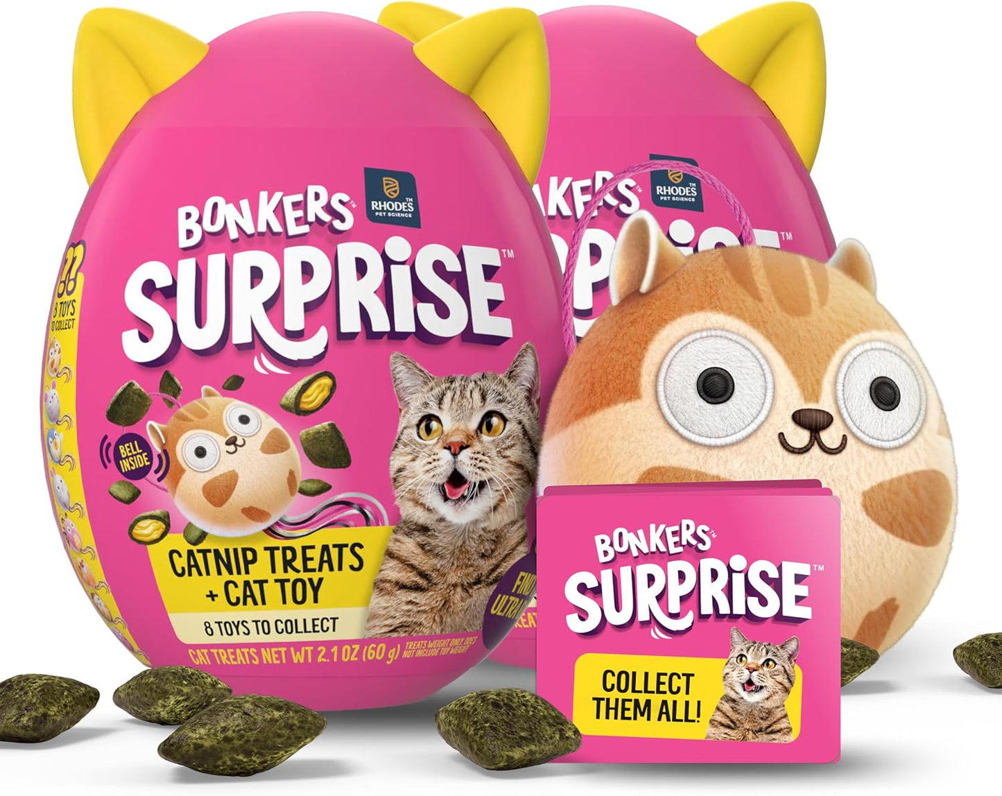 Bonkers Surprise Catnip Flavor Cat Treats, 60g Egg Case with Blind Box Cat Toy (1 of 8 Collectible Toys) - Image 9