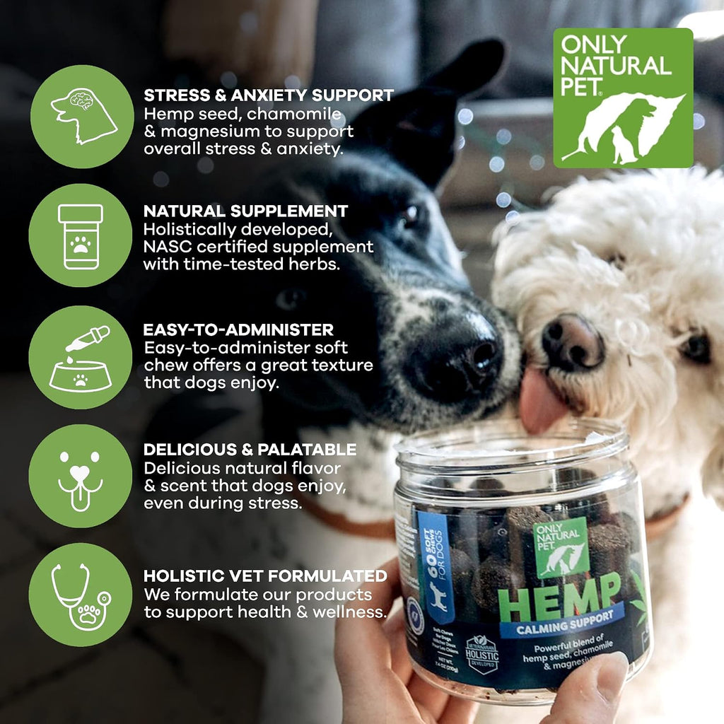 Only Natural Pet calming support soft chews dosage instructions chart