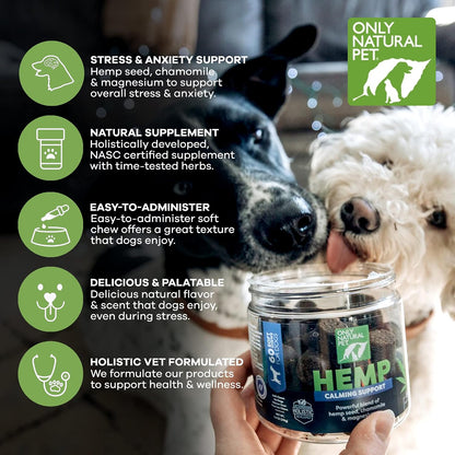Only Natural Pet calming support soft chews dosage instructions chart