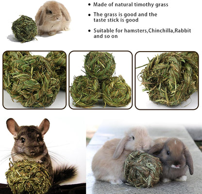 Three inch diameter rabbit chew grass balls pack of four for cage boredom relief