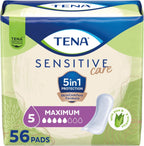 TENA Sensitive Care Maximum Pads 56 count pack front view for heavy leakage protection.