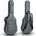 MUZNOTE 39 inch guitar gig bag showcasing the small upper pocket for guitar picks.