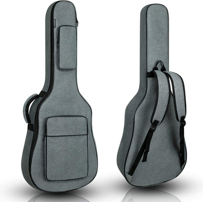 MUZNOTE 39 inch guitar gig bag showcasing the small upper pocket for guitar picks.