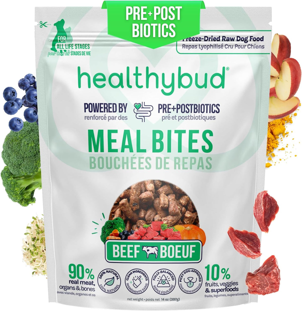healthybud Raw Dog Food Freeze Dried Bites, Grain Free Dehydrated Small Chewy Bites, Dry Dog Treats & Toppers, Human Grade High Protein Puppy Food for All Breeds and Sizes, 14.1 oz (Lamb and Salmon) - Image 9