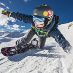 EXP VISION Premium Winter Ski Goggles top view highlighting the two way airflow ventilation system.