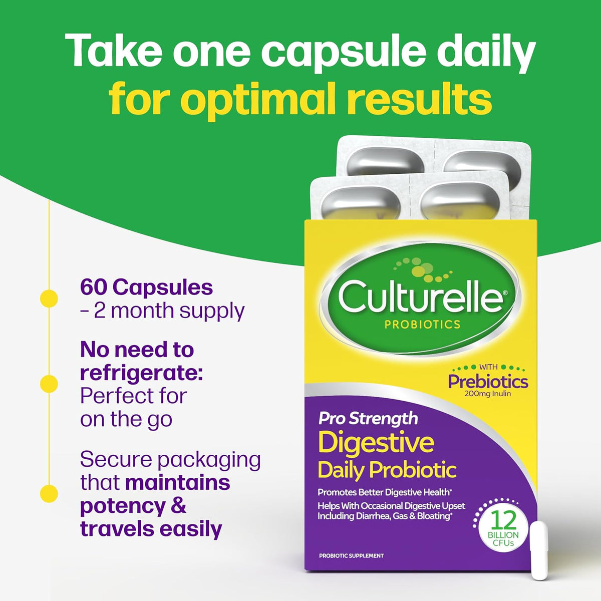 Culturelle probiotic 12 billion CFU strength box back view