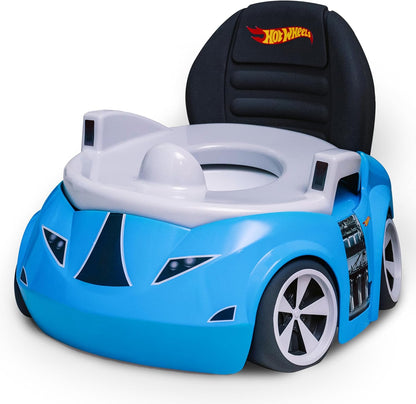 Hot Wheels blue race car potty training toilet front view