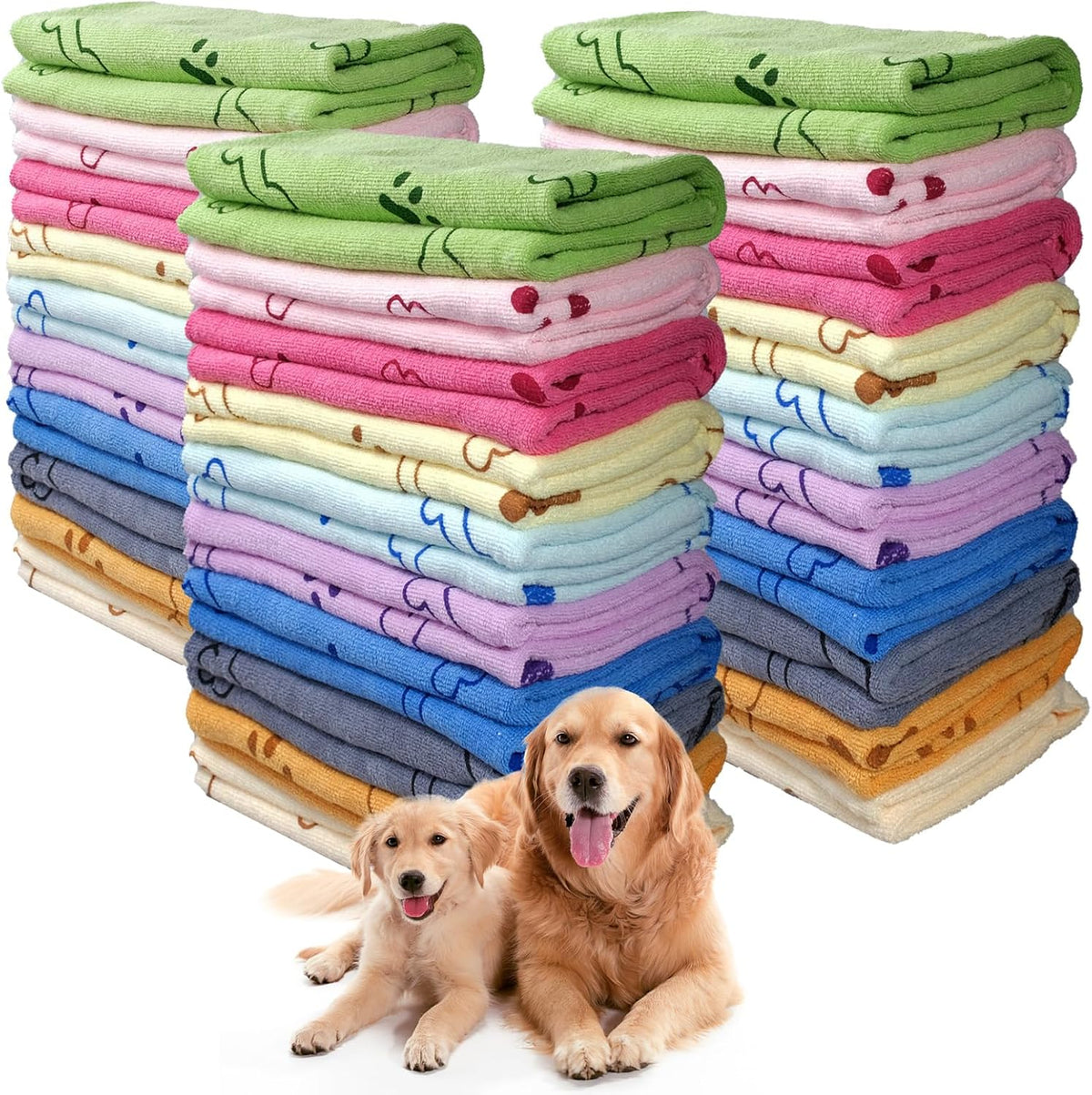 Senonapo 30 pieces colorful microfiber dog towels bulk pack