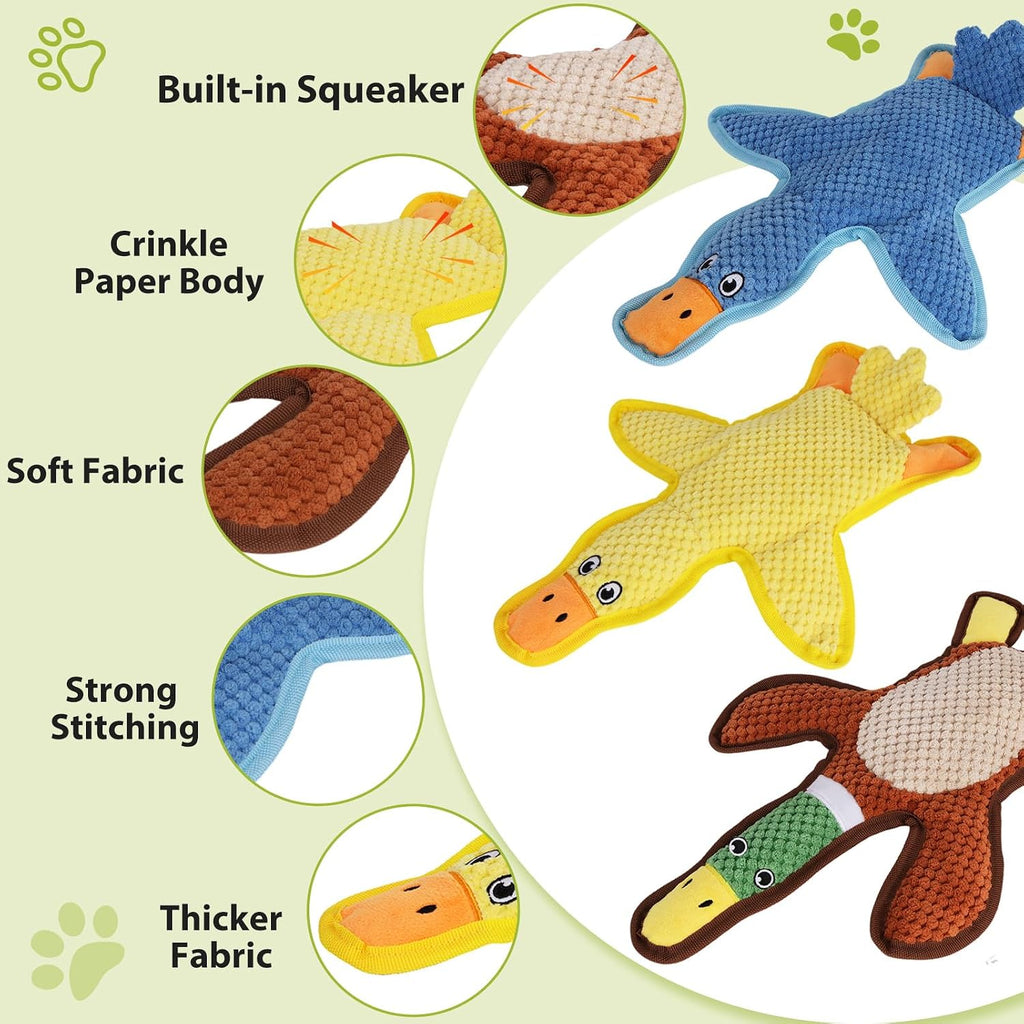 No stuffing plush dog chew toys in blue and yellow colors