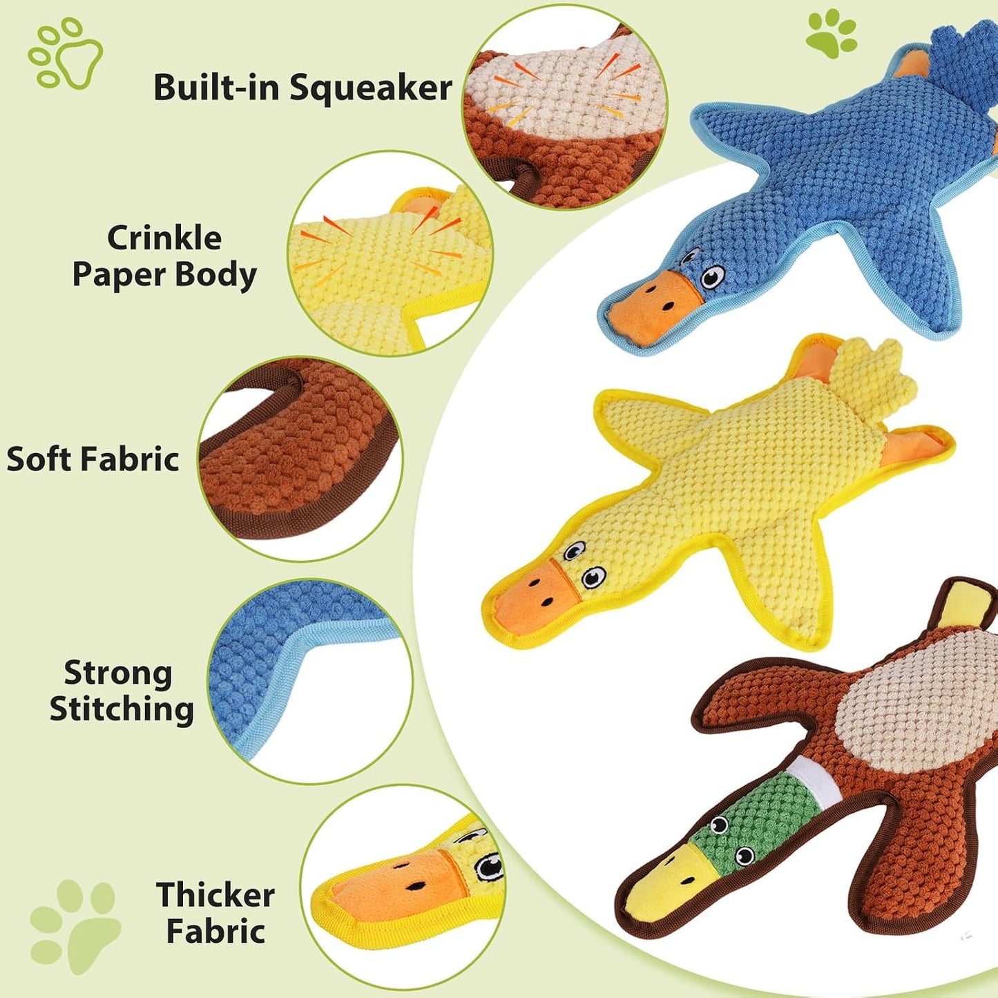 No stuffing plush dog chew toys in blue and yellow colors