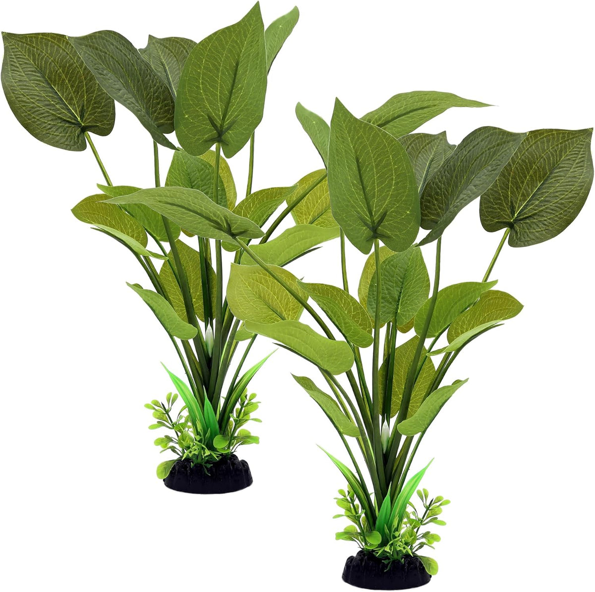 ALEGI Silk Aquarium Plants front view of two pack twelve inch green artificial fish tank decorations