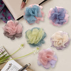 Set of six colorful fabric flower collar attachments for pets
