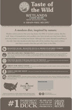 Taste of the Wild roasted fowl grain free premium dog food nutritional information panel