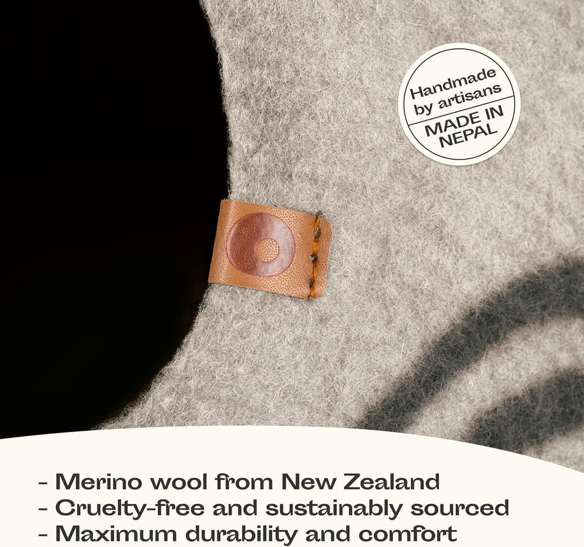 Cat inside handmade Merino wool cat hideaway