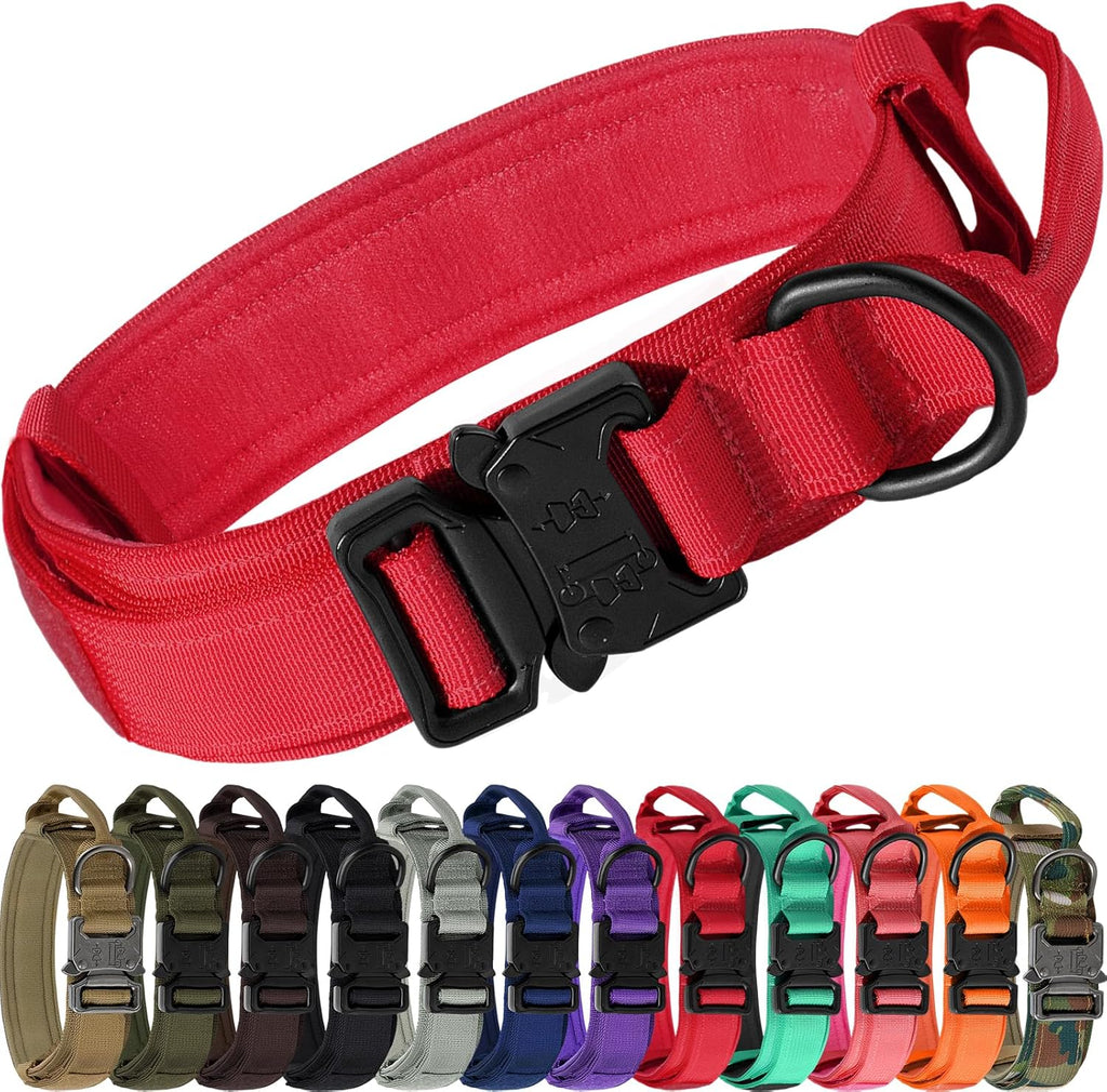Joytale Tactical Dog Collar with Handle and Metal Buckle, Heavy Duty Padded Military Collar with 2 Patches for Training, Adjustable for Large Dogs, Black, L - Image 15