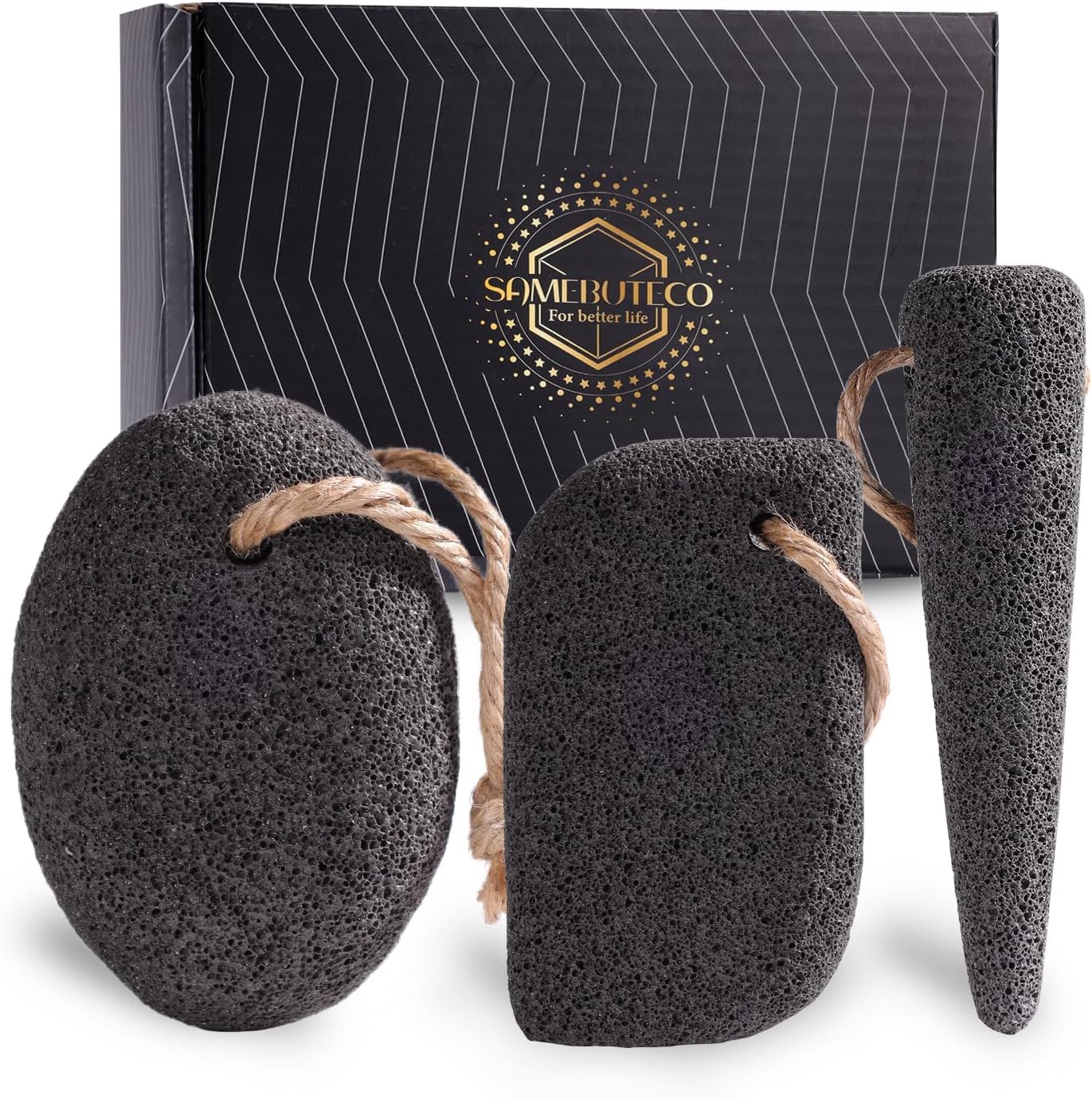 Samebuteco natural volcanic pumice stone set front view