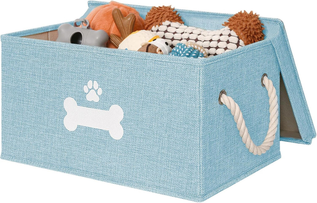 Dog Toy Basket with Lid, Dog Basket for Toys, Dogs Toy Box with Cotton Rope Handles, Collapsible Storage Bins for Pet Toys, Dogs Storage Organizer, Beige - Image 10