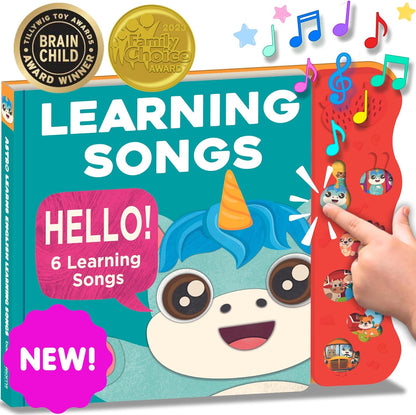 Astro Learns English Learning Songs interactive sound book front cover view.