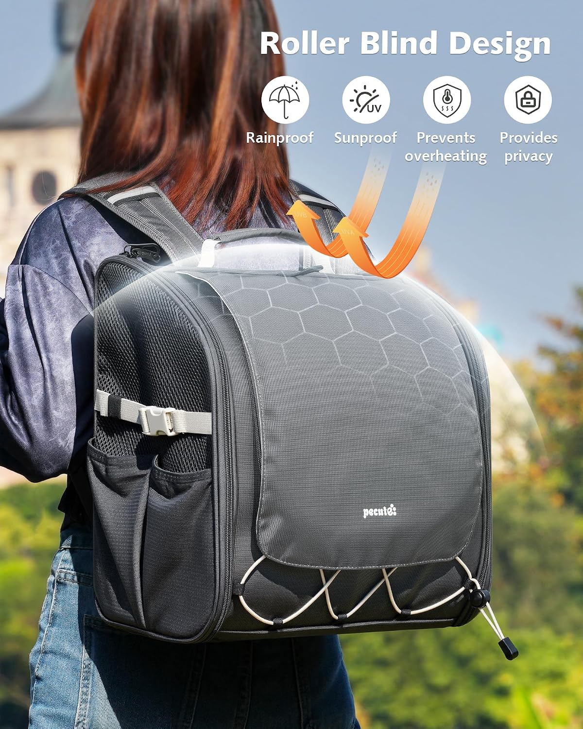 Pecute Small Pet Carrier, Breathable Bearded Dragon Carrier, with Transparent Bubble & Steel Frame, Safety Lock for Hamster, Rabbit, Guinea Pig, Parrot, Kitten, Puppy, Ideal for Travel/Vet Visits/Camp - Image 5