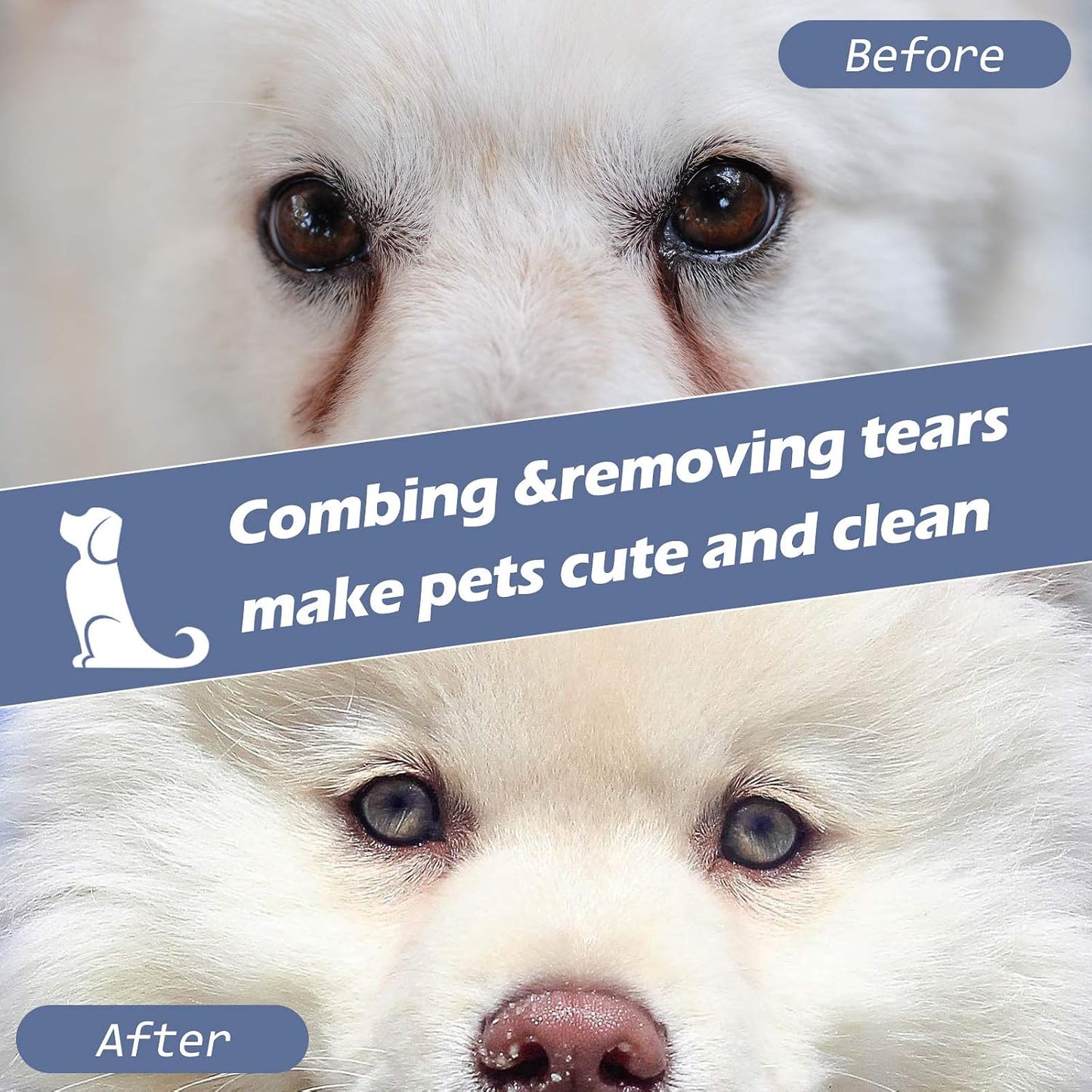 Patelai pet comb removing crust from small dog eye area