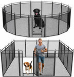 Petorldog metal dog fence front view showcasing the secure gravity lock door.