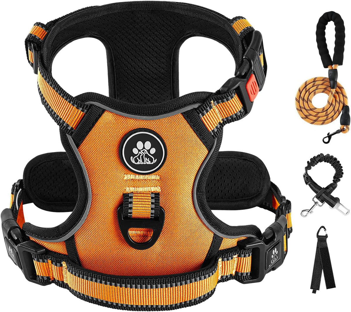 IVY&LANE No Pull Dog Harness for Medium Dogs, Dog Vest Harness with Leash, Safety Belt and Storage Strap, Fully Adjustable Harness, 360 degrees Reflective Strip, Soft Handle (Purple, M) - Image 9