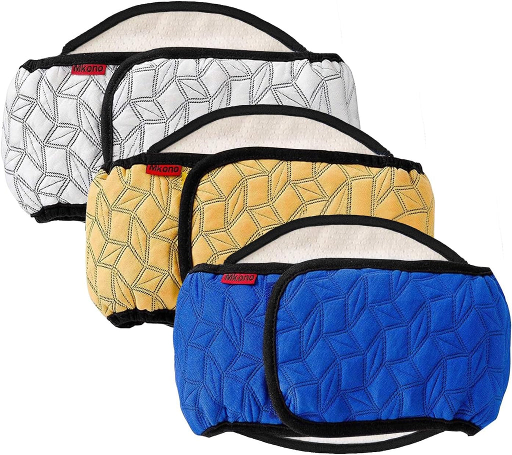 Three piece set of authentic imported male dog belly bands for pet incontinence care.