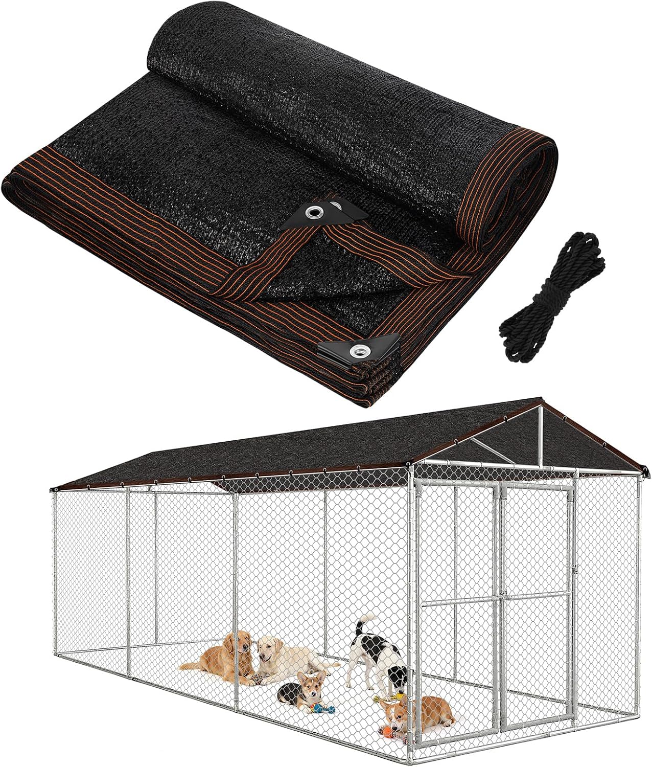 95% High Density Dog Kennel Shade Cover - 10x10ft Anti-Tear & Easy Setup Shade Cloth for Garden Outdoor Patio Greenhouse Balcony Chicken Coop Pet Crate - Image 9