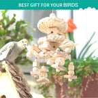 Side profile of medium bird chewing toy for conures.