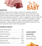 Back of Tiki Dog Baby Mousse pouch with ingredient list