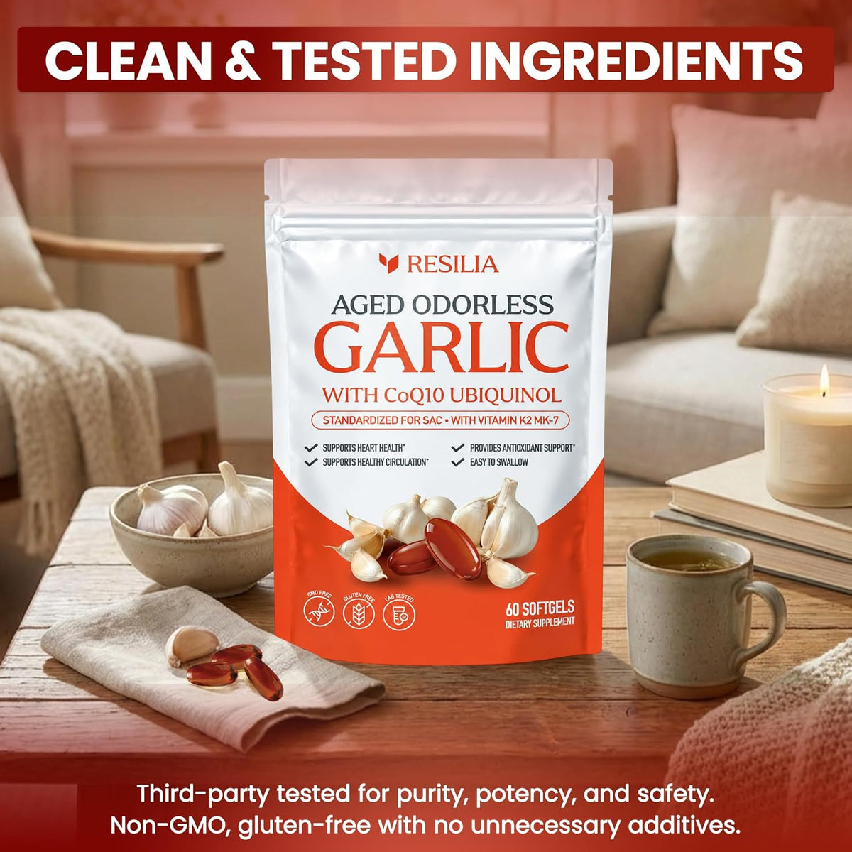 Resilia Odorless Aged Garlic Softgels (60 Count) - Image 8