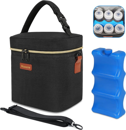 Mancro breastmilk cooler bag front view black